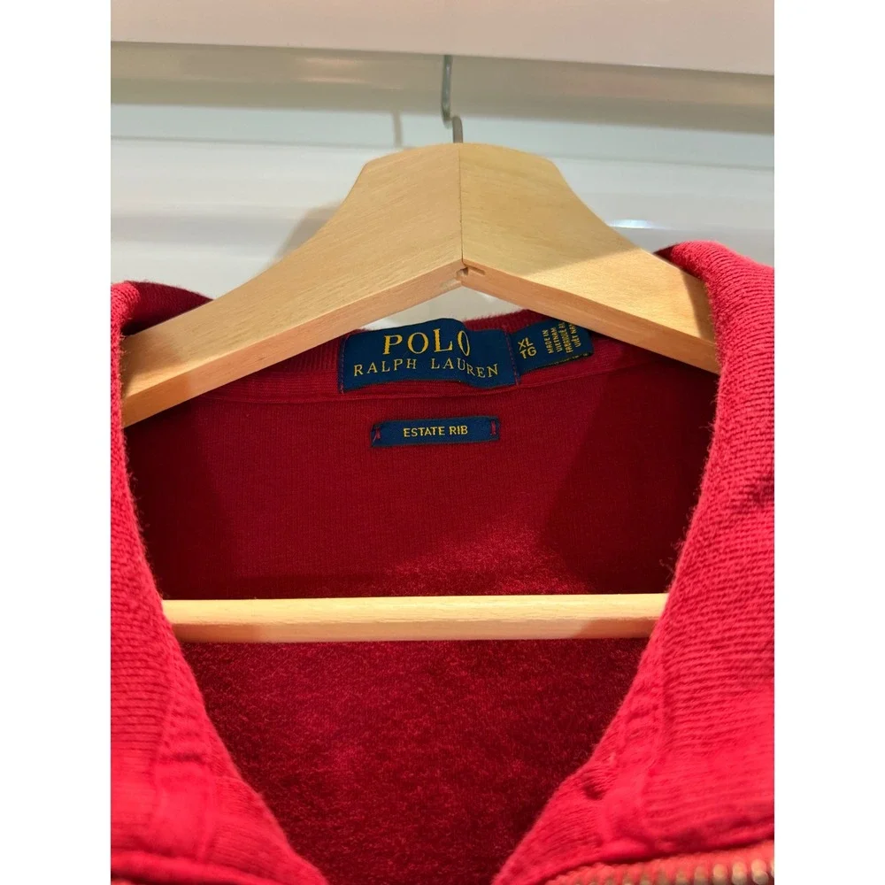 Polo Ralph Lauren Mens XL‎ Red Quarter Zip Pullover Sweatshirt Sweater Preppy